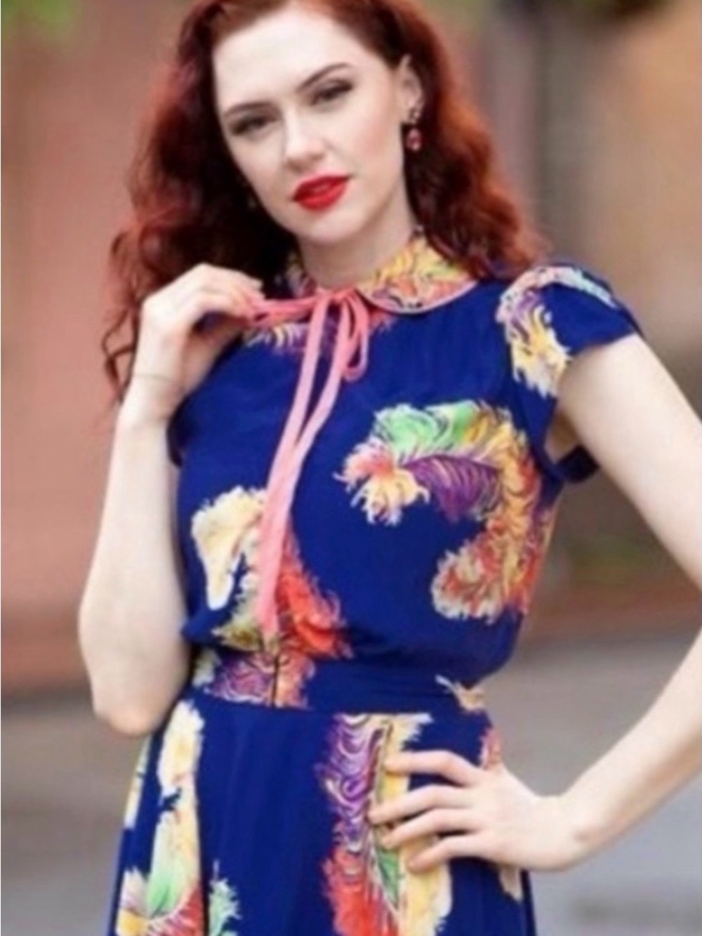 Trashy Diva Blue Floral-Feather Crop Top